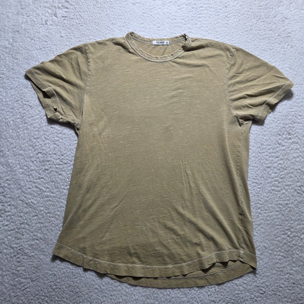 Buck Mason Slub Curved Hem Tee Mens Medium Tan Cotton Casual distressed